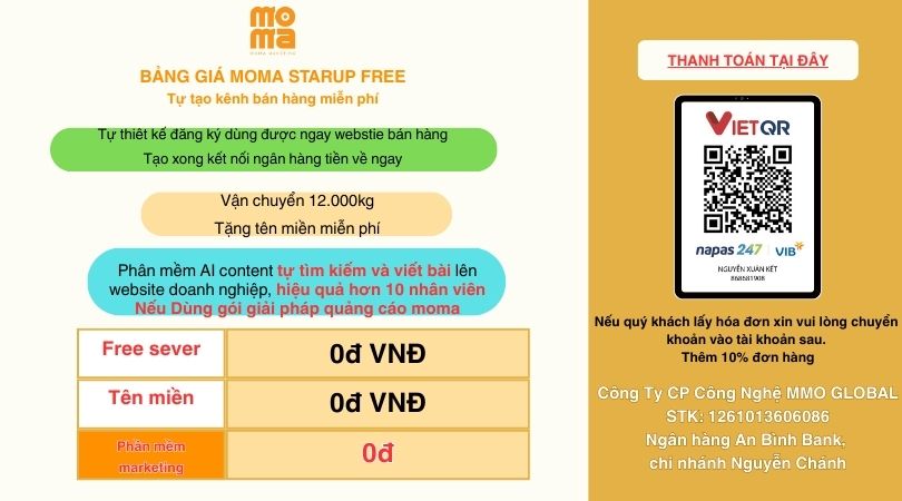 MOMA STARTUP FREE – NỀN TẢNG TẠO WEBSITE MARKETING MIỄN PHÍ TỐT NHẤT HIỆN NAY Tặng kèm tên miền và hosting